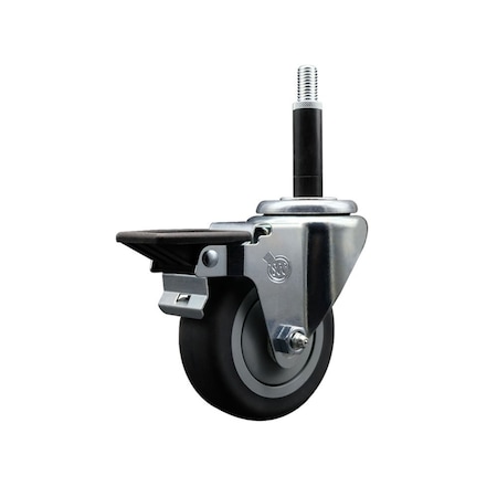 Service Caster 3.5'' Thermoplastic Rubber Swivel 3/4'' Expanding Stem Caster with Brake SCC-EX20S3514-TPRB-PLB-34